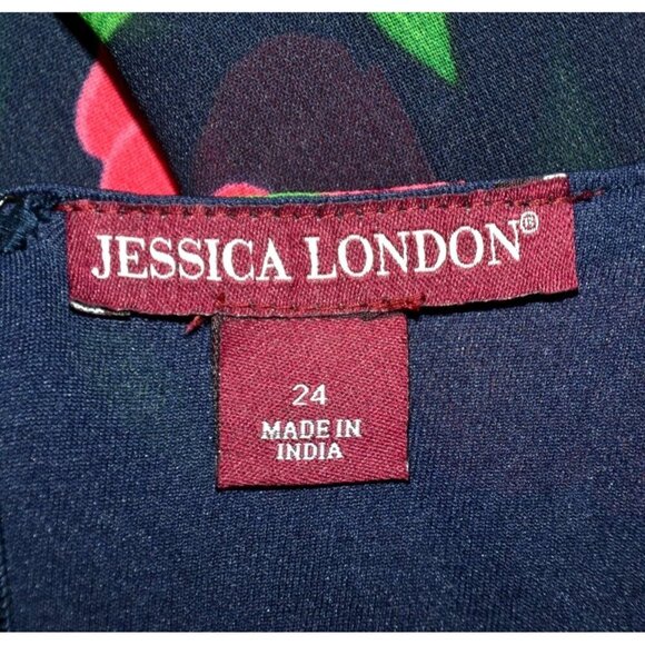 Jessica London Blue Floral Sleeveless Dress Plus Size 24 Flowy Ruffles Spring - Picture 11 of 13